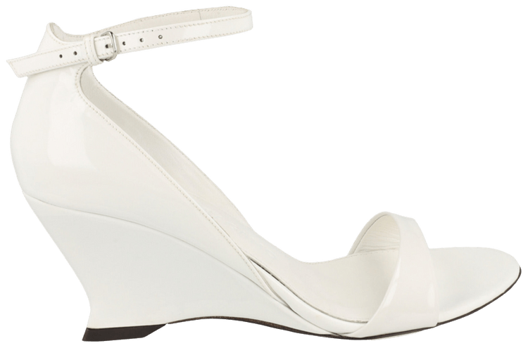 Wmns Ferragamo Vidette Patent Leather Wedge Sandal White