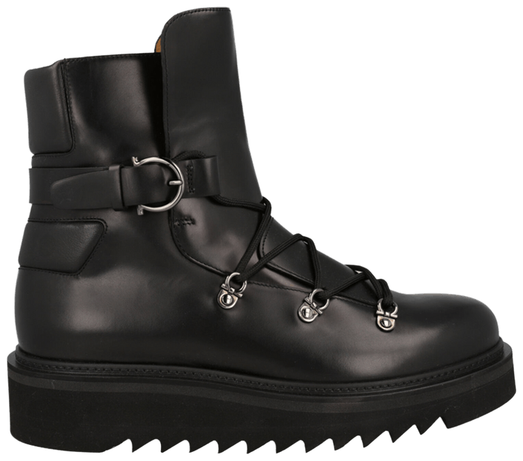 Ferragamo Giulio Lace Up Demi Boot Black