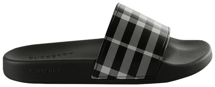 Burberry Check Slides Black Calico