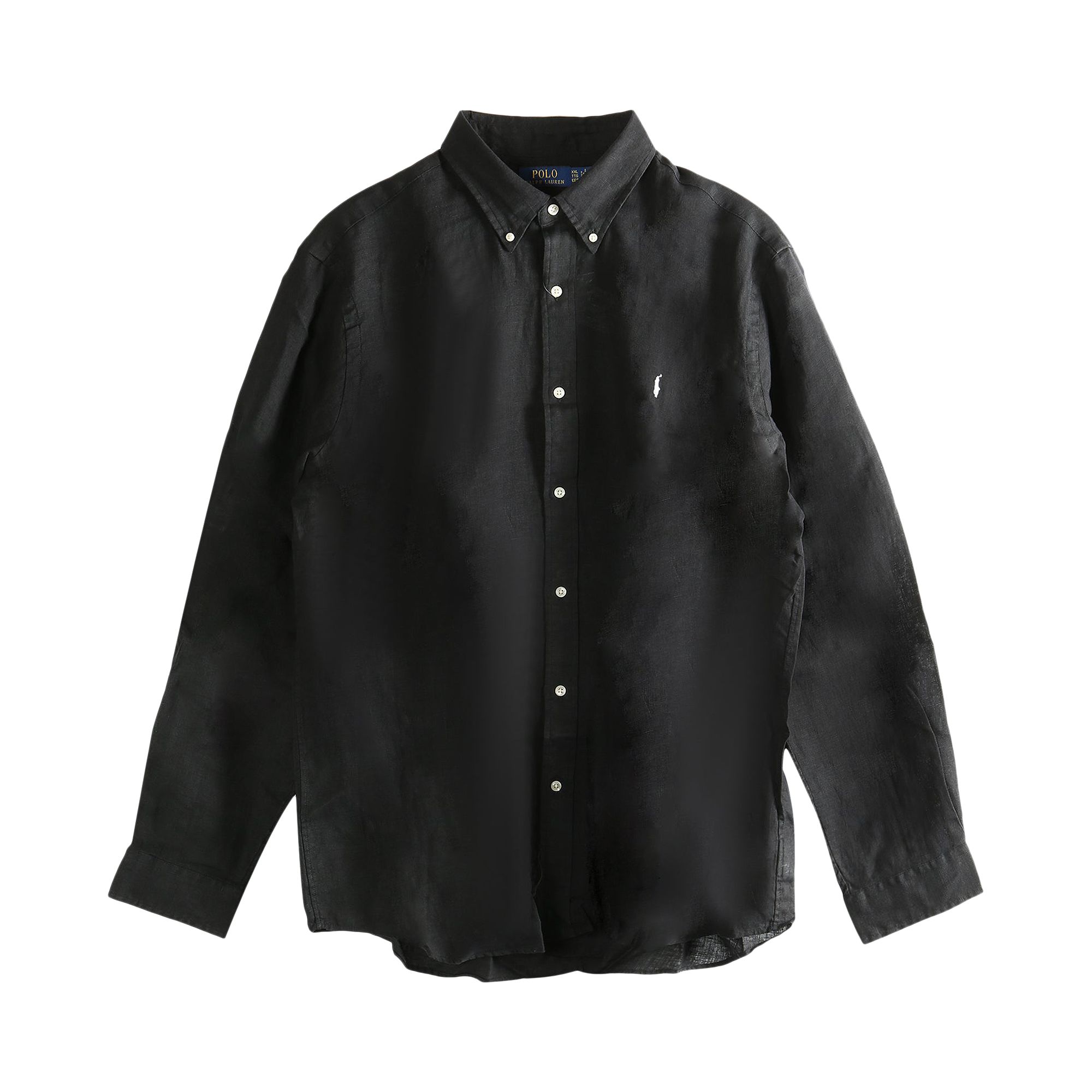 Pre-owned Polo Ralph Lauren Long-sleeve Piece Dye Linen Sport Shirt 'polo Black' | Men's Size M