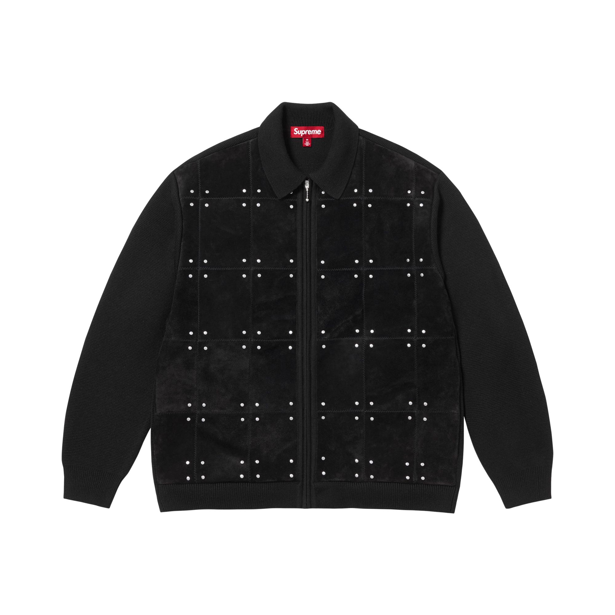 Pre-owned Supreme Studded Suede Zip Up Cardigan 'black' | Men's Size M