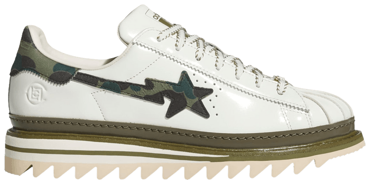 CLOT x BAPE x adidas Superstar Off White Olive Cargo