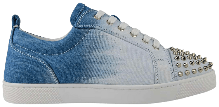 Christian Louboutin Louis Junior Spikes Flat Blue White