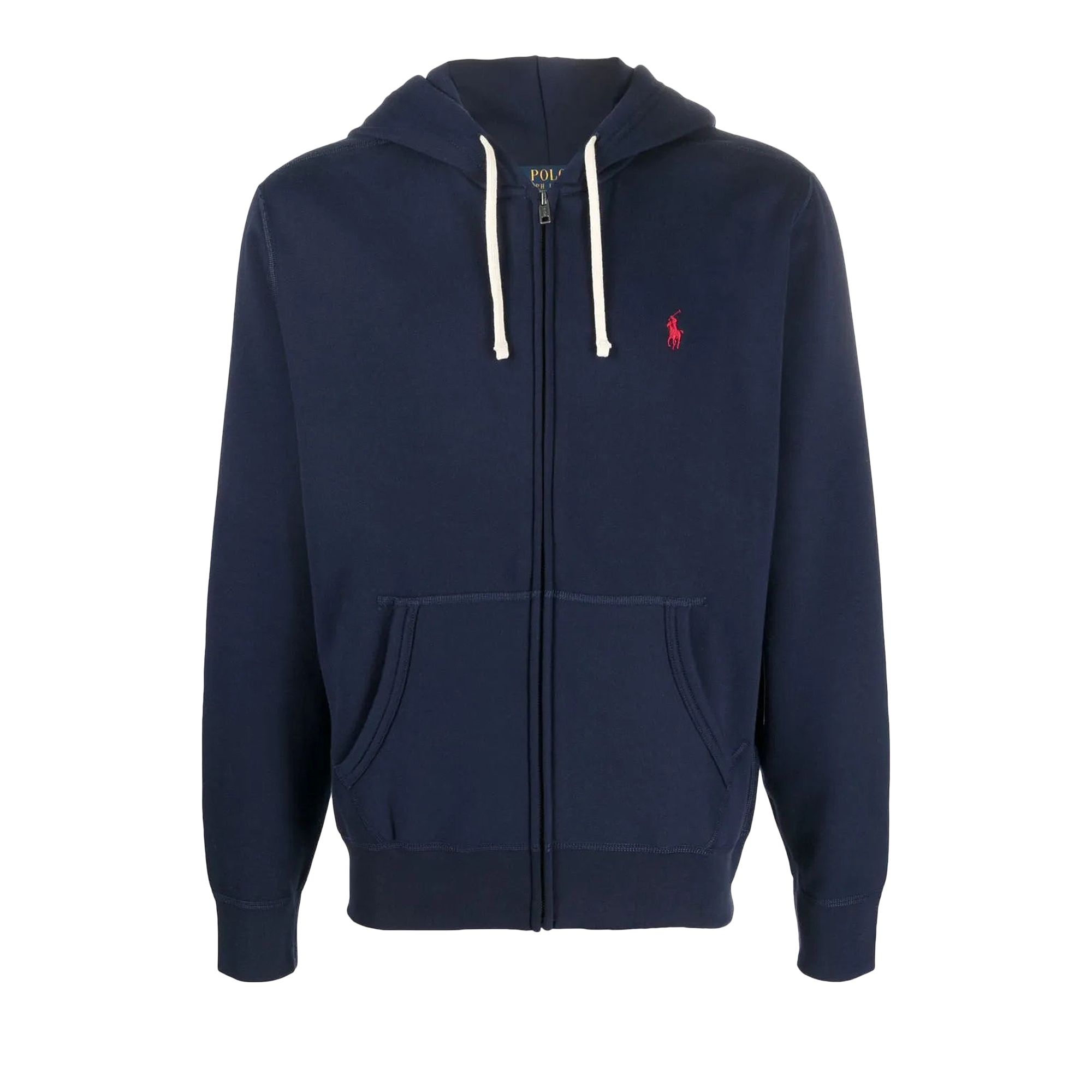Pre-owned Polo Ralph Lauren Long-sleeve Fleece Full-zip Hoodie 'cruise Navy' | Blue | Men's Size L