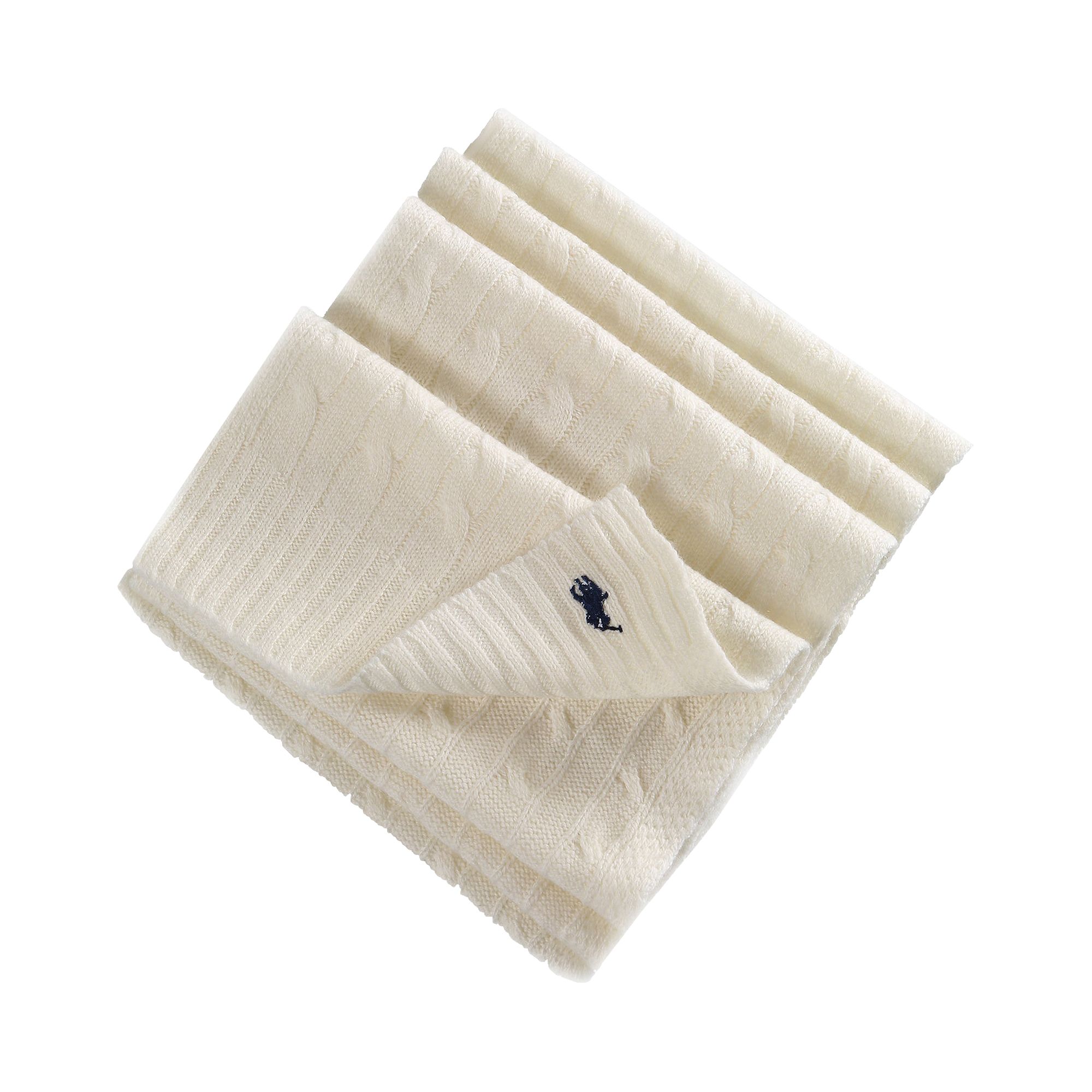 Pre-owned Polo Ralph Lauren Cashmere Classic Cable Scarf 'cream' | Women's Size Onesize In White