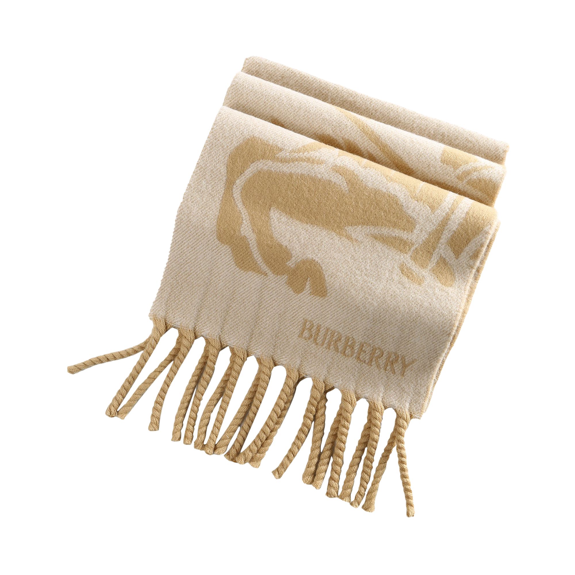 Pre-owned Burberry Wool Scarf 'sand' | Tan | Men's Size Onesize In Brown