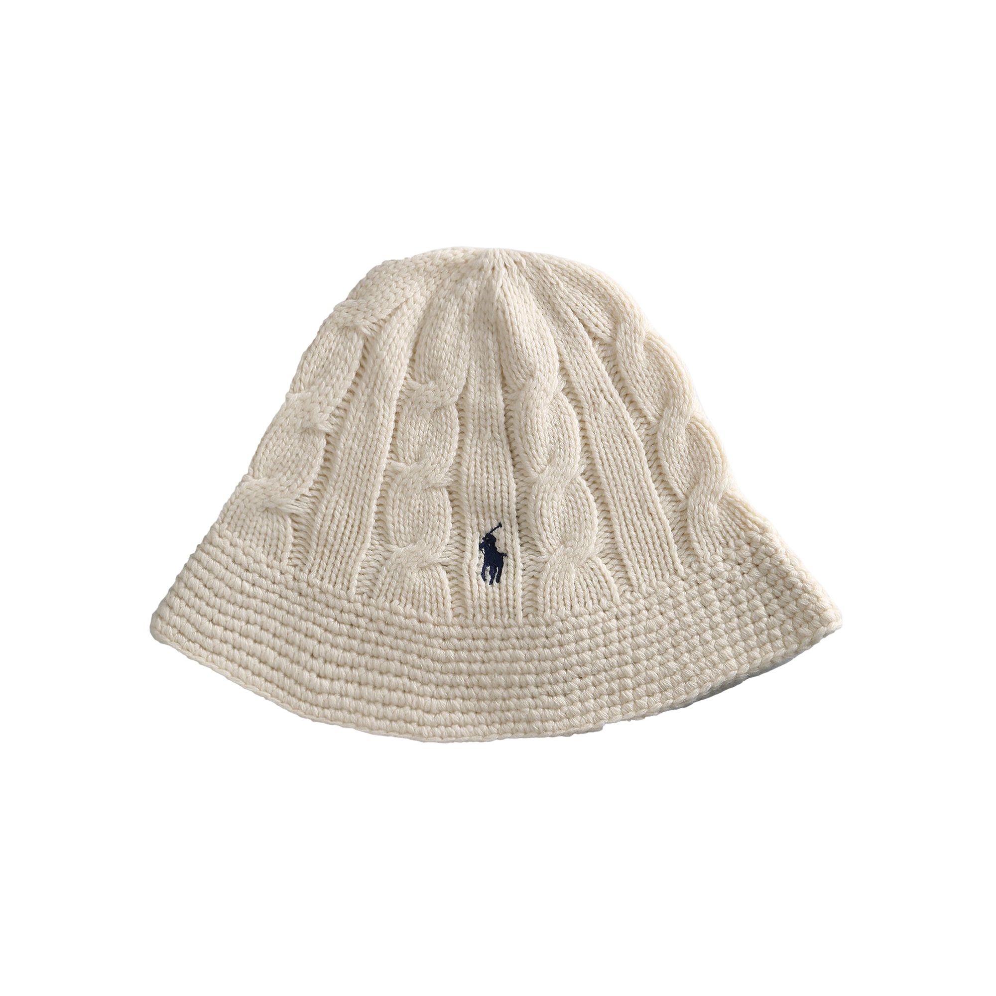 Pre-owned Polo Ralph Lauren Cable Bucket Hat 'cream' | Women's Size Onesize In White
