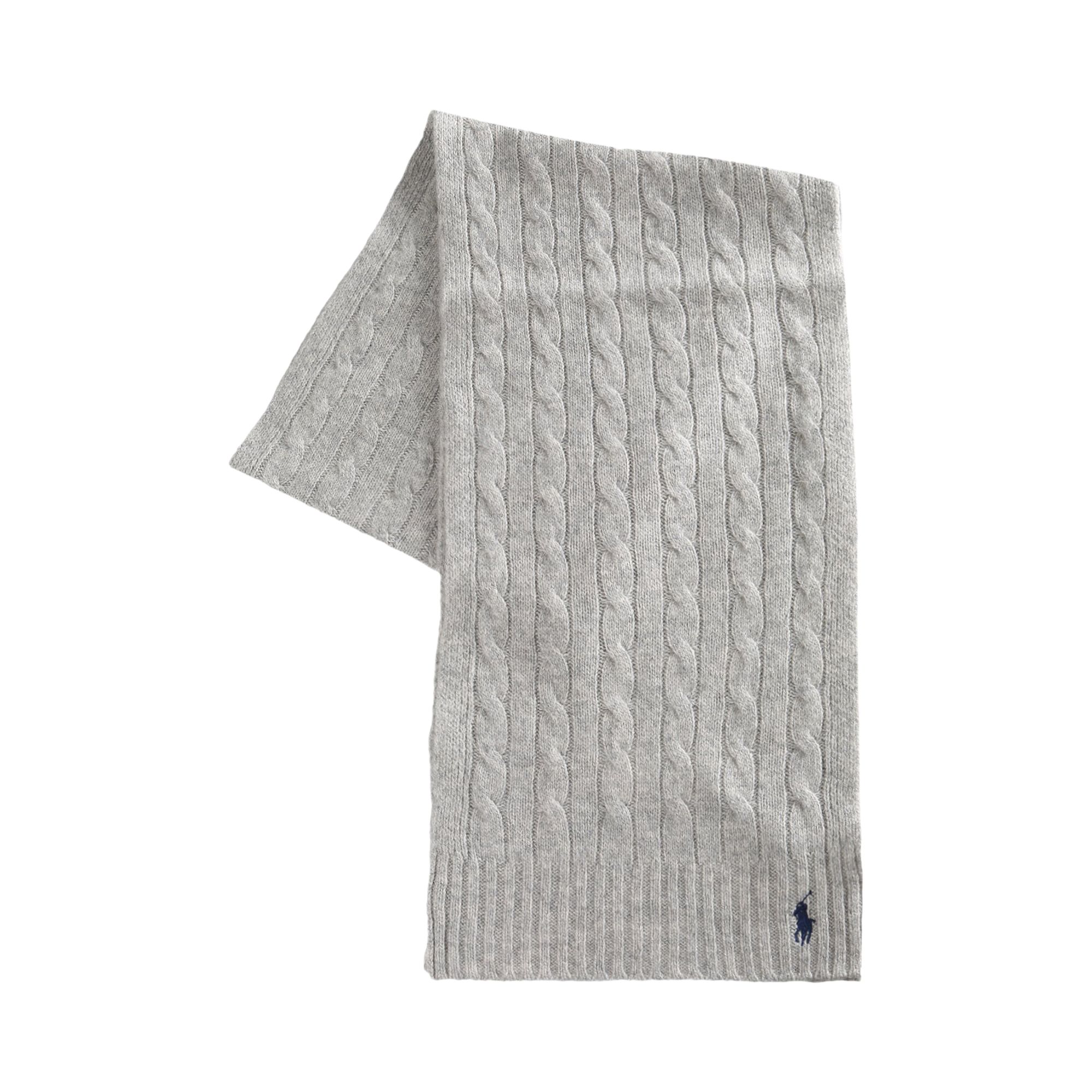Pre-owned Polo Ralph Lauren Cashmere Classic Cable Scarf 'soft Grey' | Women's Size Onesize In Gray