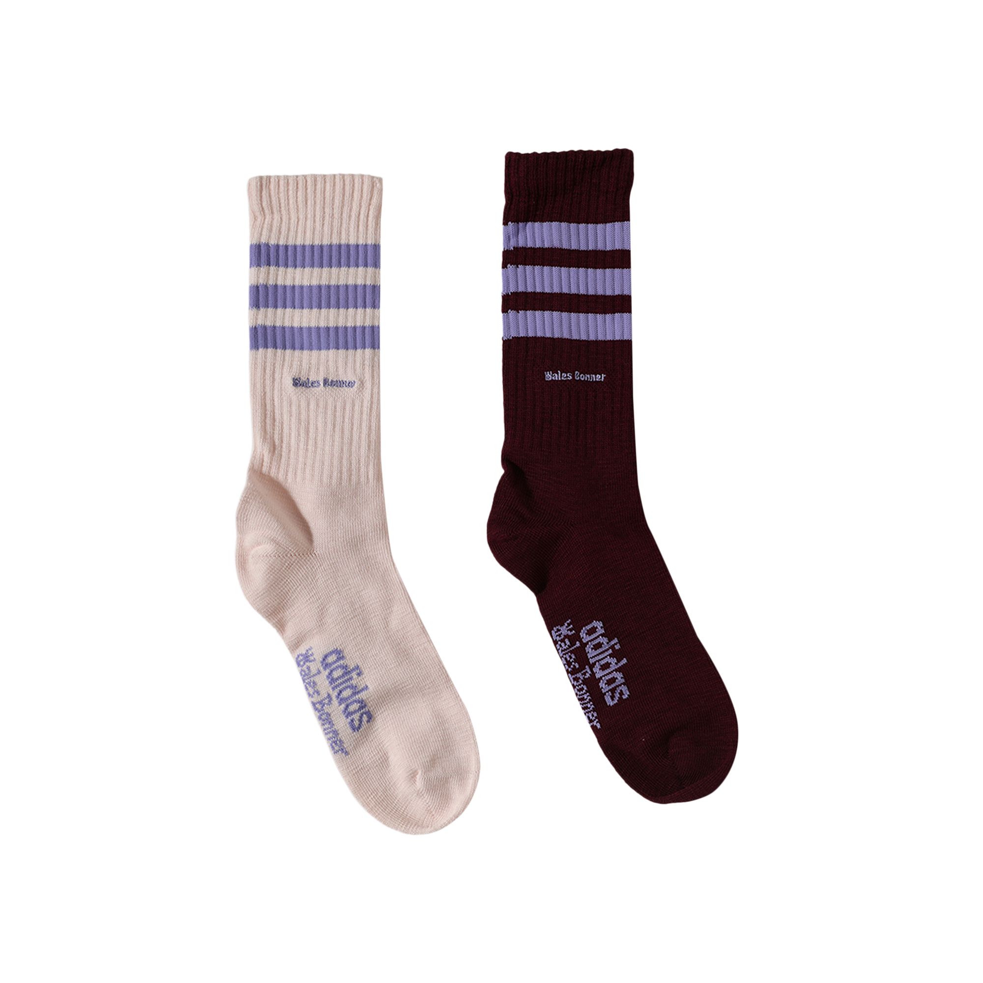 Pre-owned Adidas Originals Adidas X Wales Bonner 3 Stripe Sock 'maroon/wonder Quartz' | Red | Men's Size M