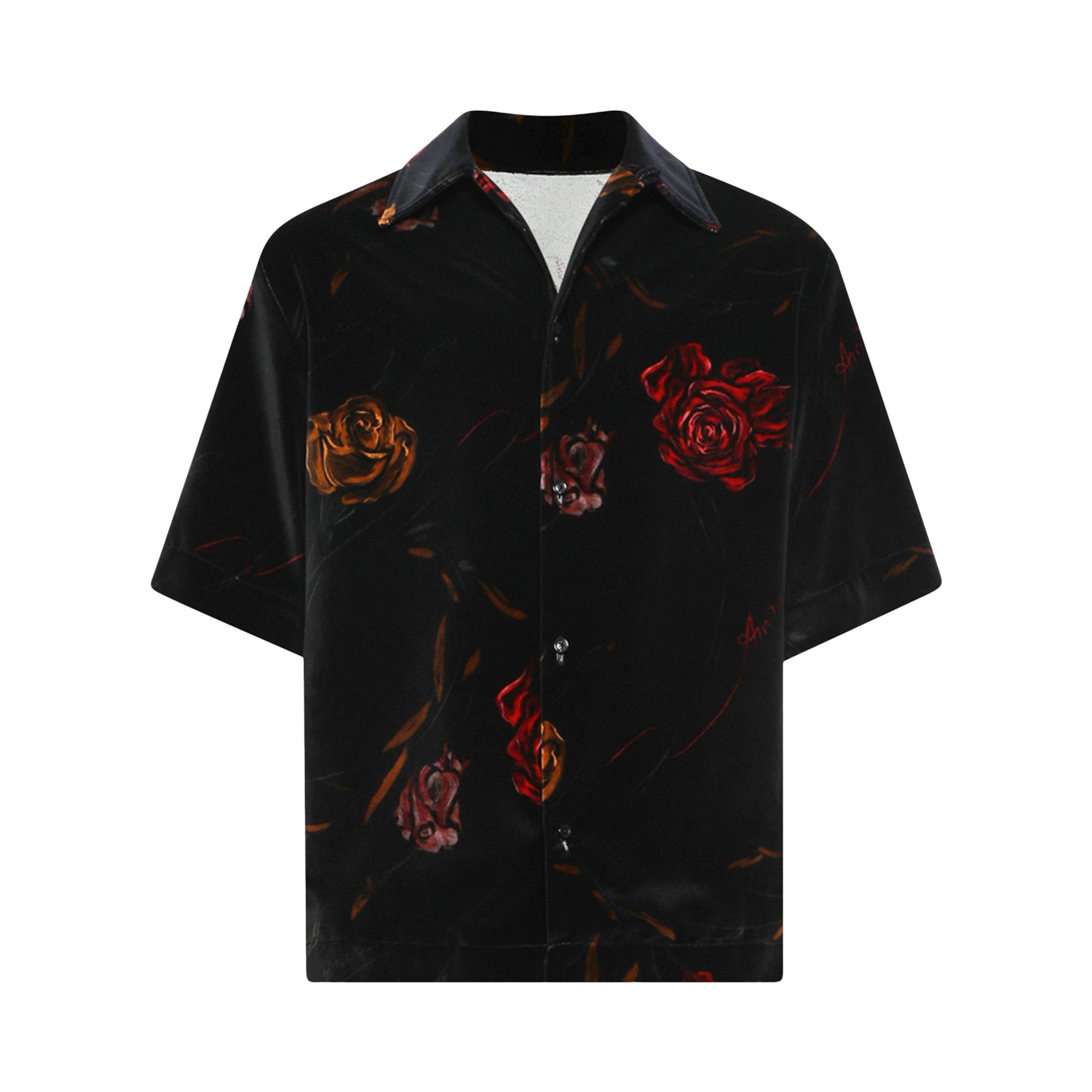 Pre-owned Amiri Floral Velvet Camp Shirt 'black' | Men's Size S