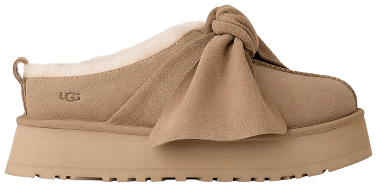 UGG Wmns Platform Slip On Bow Slipper Sand
