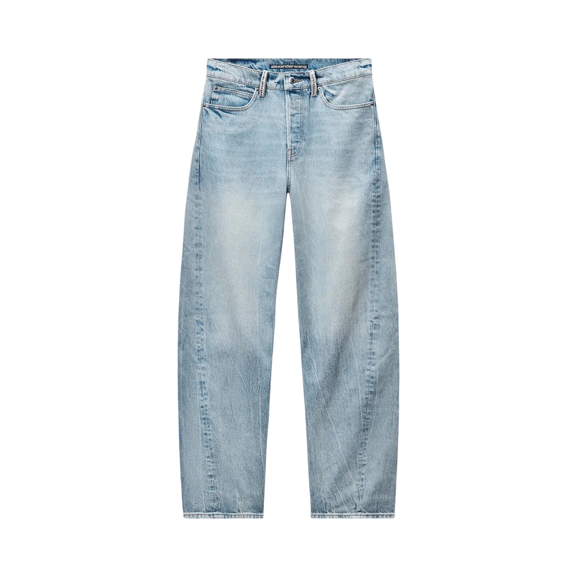 Pre-owned Alexander Wang Crystal Beltloop Float Mid Rise Relaxed Jean 'vintage Bleach Blue' | Women's Size 25