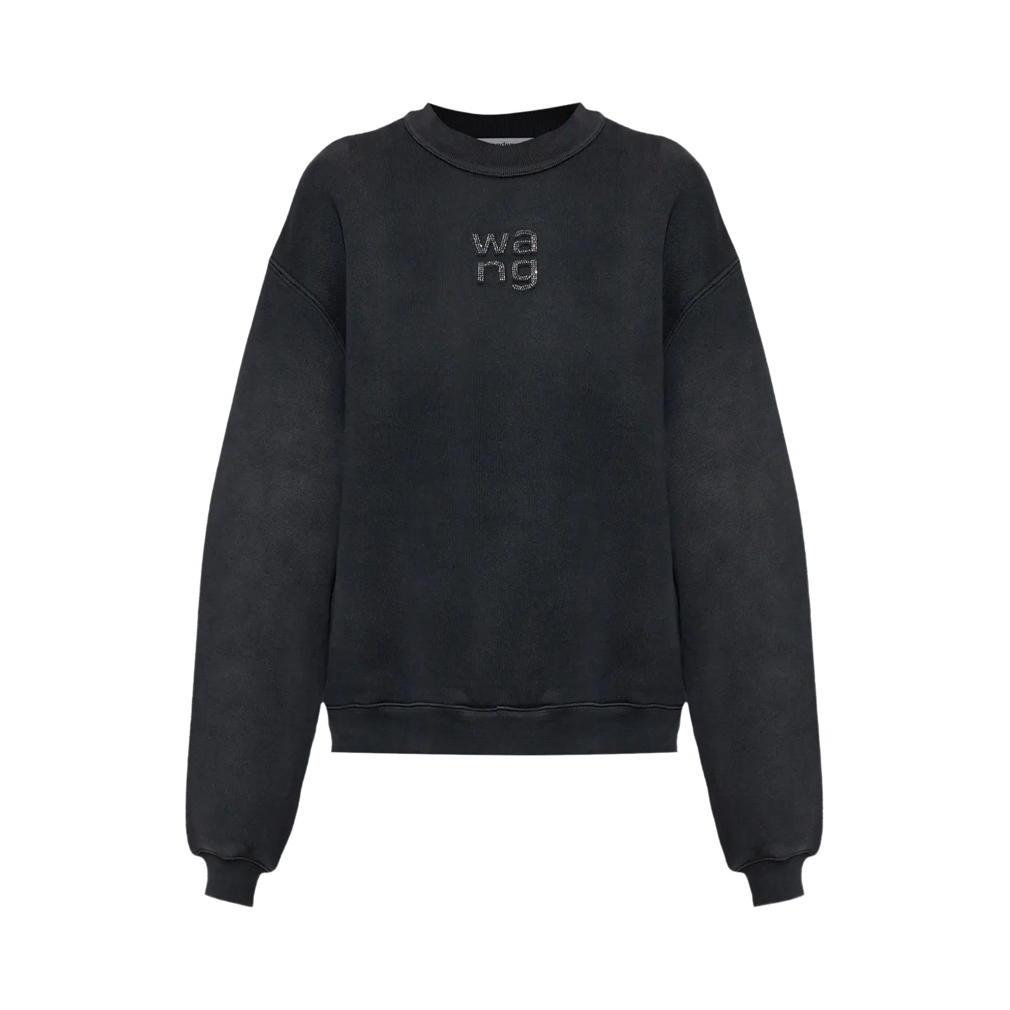 Pre-owned Alexander Wang Hotfix Logo Crewneck Sweatshirt 'washed Black' | Women's Size L