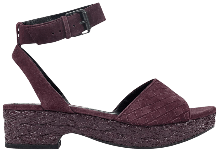Bottega Veneta Wmns Luxe Kid Suede Ankle Strap Sandal Burgundy