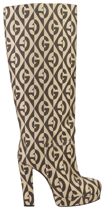 Gucci Wmns Mini Diamonds Knee High Boots Brown Beige