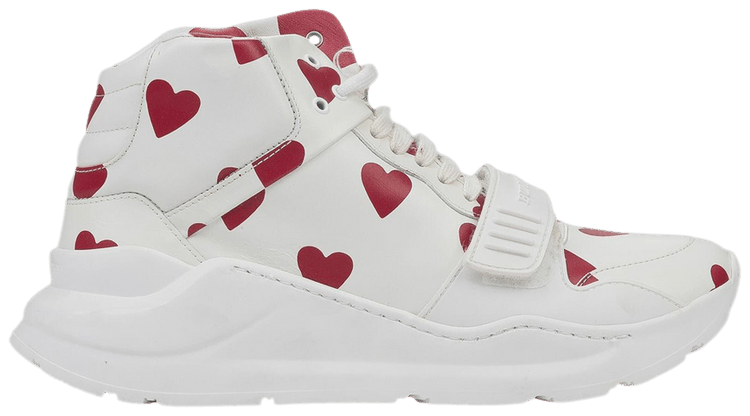 Burberry Wmns Regis Heart Print High Top Sneaker White