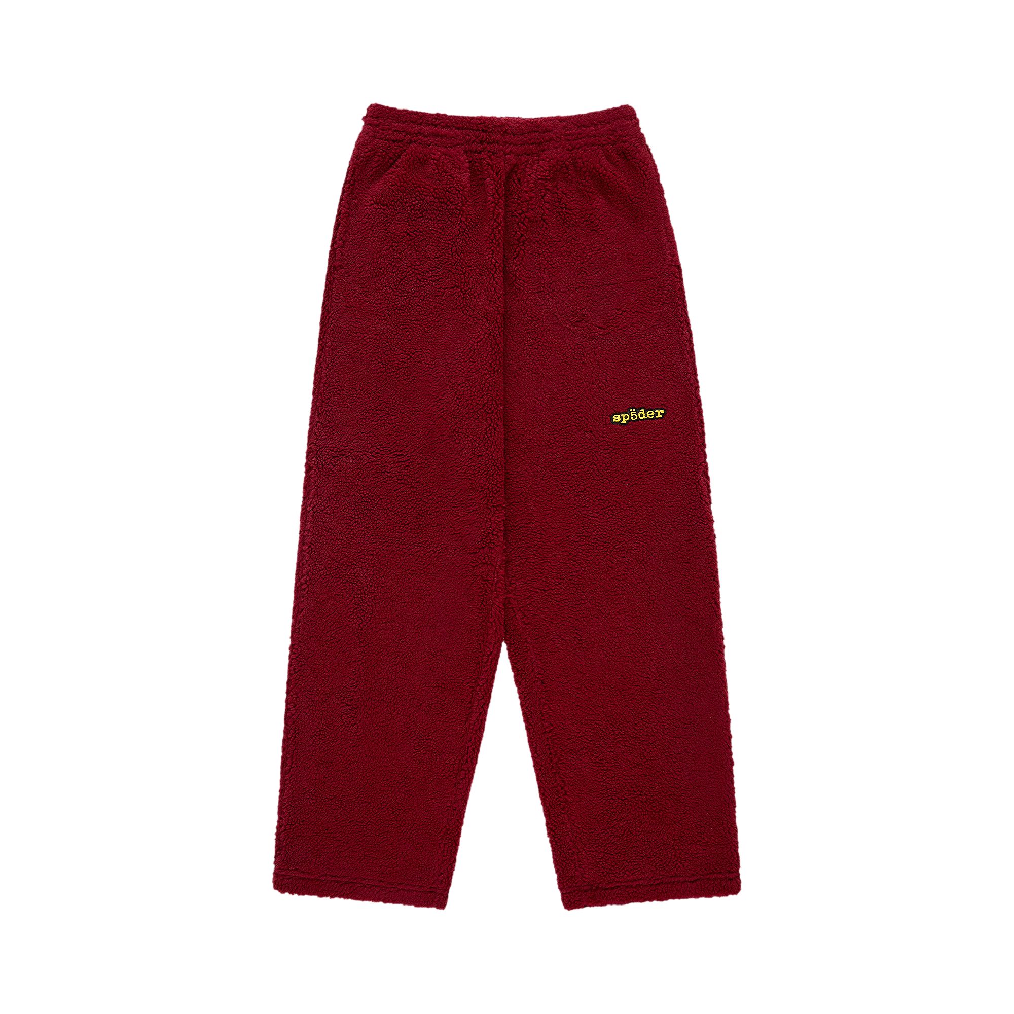 Pre-owned Sp5der Teddy Fleece Pant 'cardinal' | Red | Men's Size L