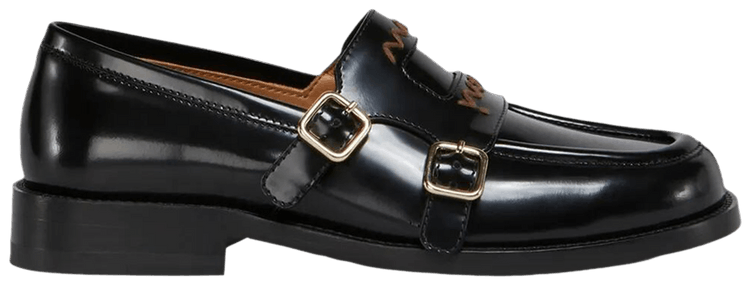 Marni Wmns Double Buckle Leather Moccasin Black