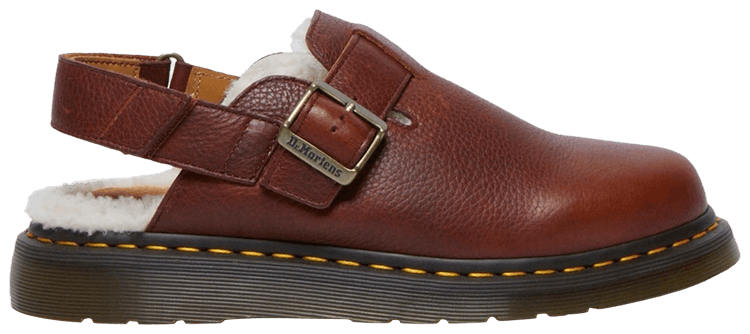 Dr Martens Jorge 2 Suede Slingback Mule Fur Lined   Cashew Brown