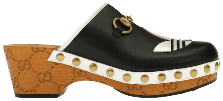 Gucci x Leather Clog Black White