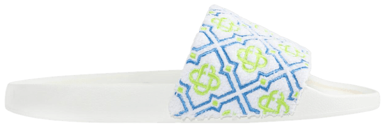 Casablanca Monogram Pool Slide White Green