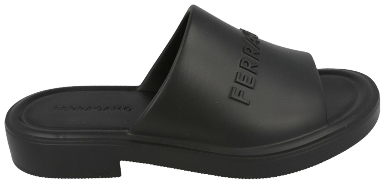 Ferragamo Wmns Giuneva Logo Embossed Slide Black