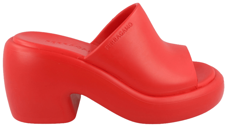Ferragamo Wmns Rubber Deva Slide Red