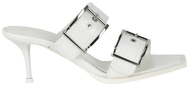 Alexander McQueen Wmns Double Buckle Punk Mule Ivory