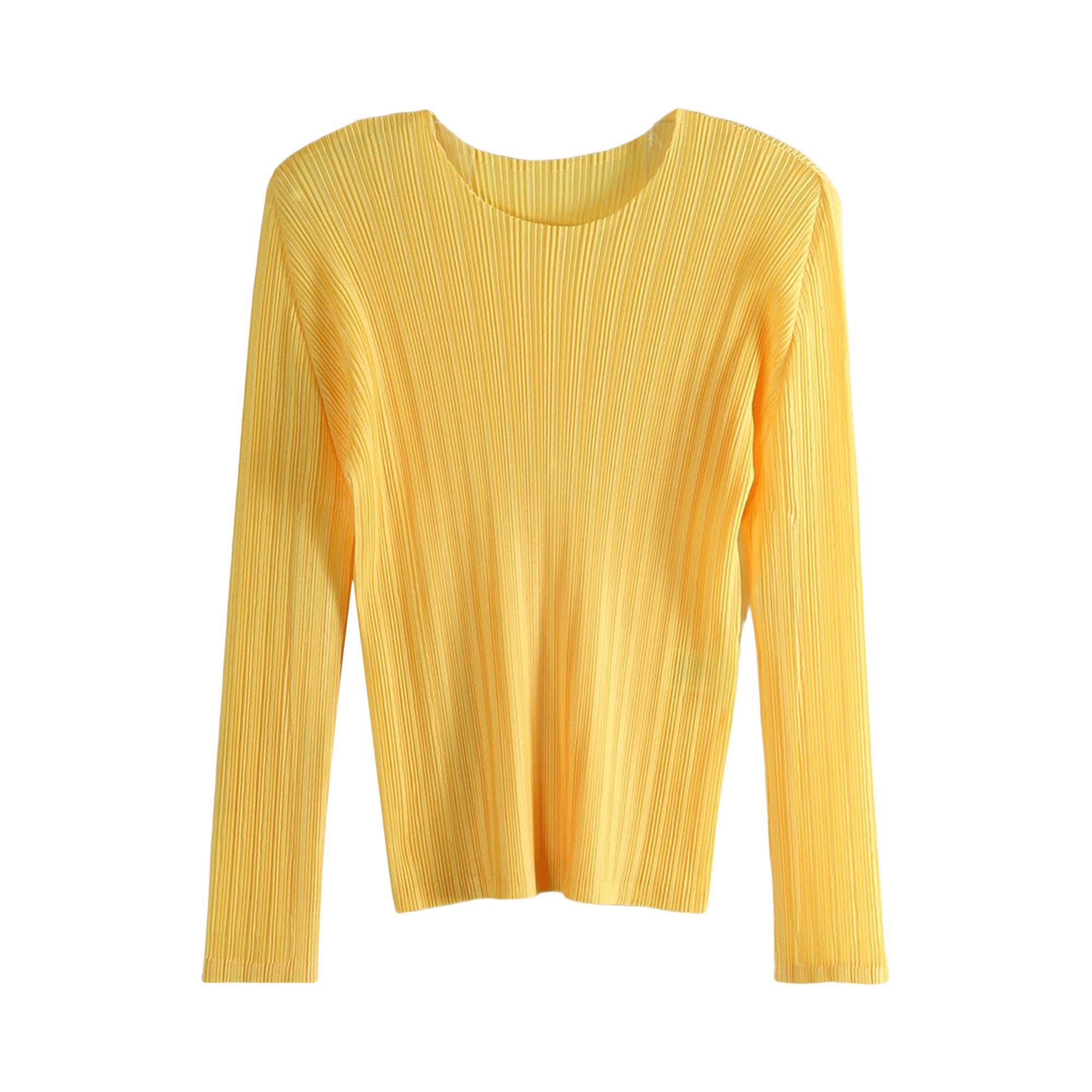Pre-owned Issey Miyake Pleats Please Rib Pleats January Shirt 'yellow' | Women's Size 3