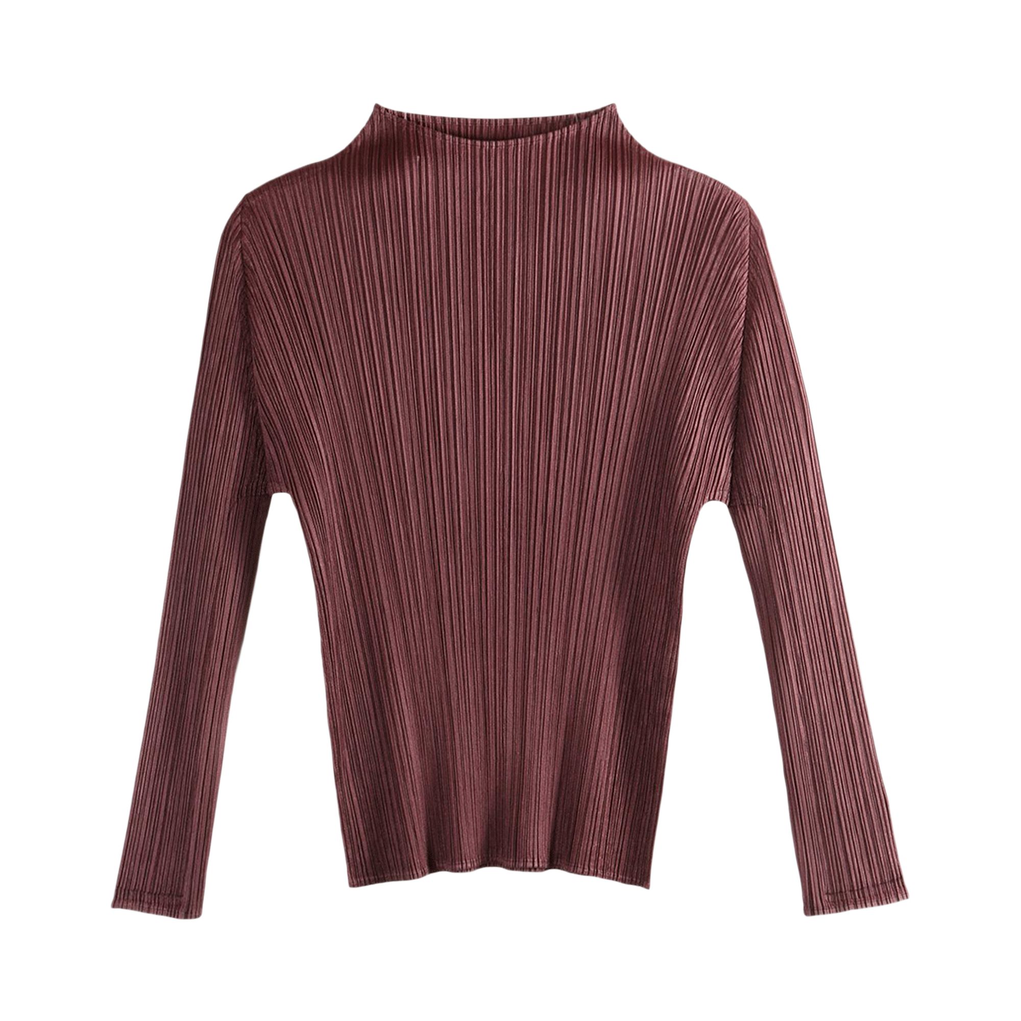 Pre-owned Issey Miyake Pleats Please Monthly Colors January Shirt 'bordeaux' | Brown | Women's Size 3