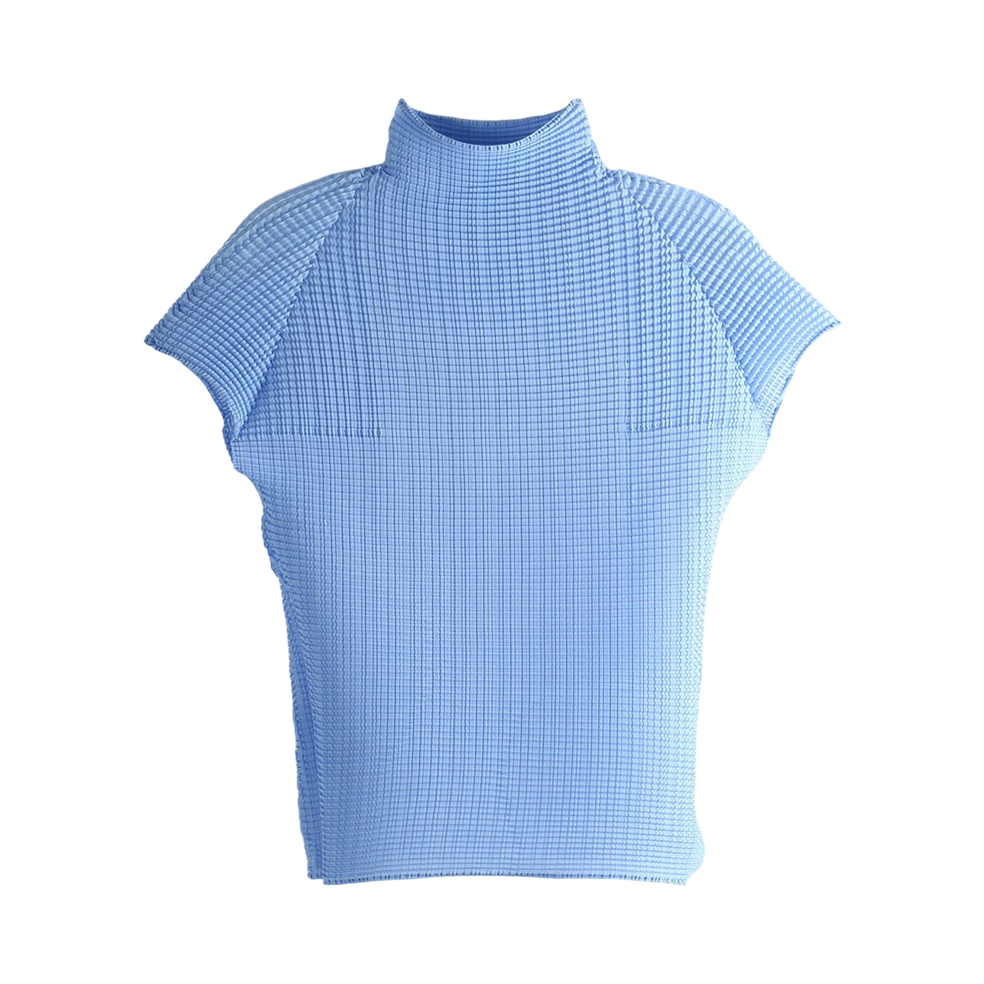 Pre-owned Issey Miyake Wooly Pleats Shirt 'light Blue' | Women's Size 2