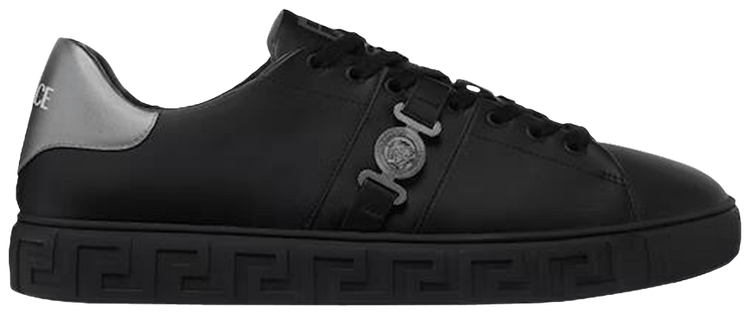 Versace Greca Leather Sneaker Black Silver