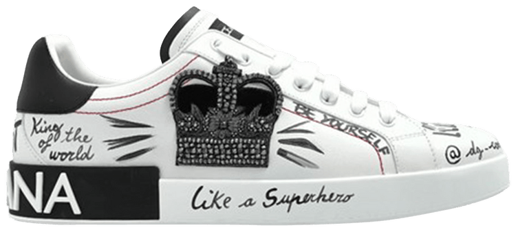 Dolce  Gabbana Rhinestone Crown Sneaker Black White