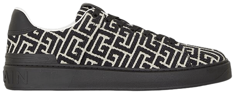 Balmain Monogram Jacquard B Court Trainer Black
