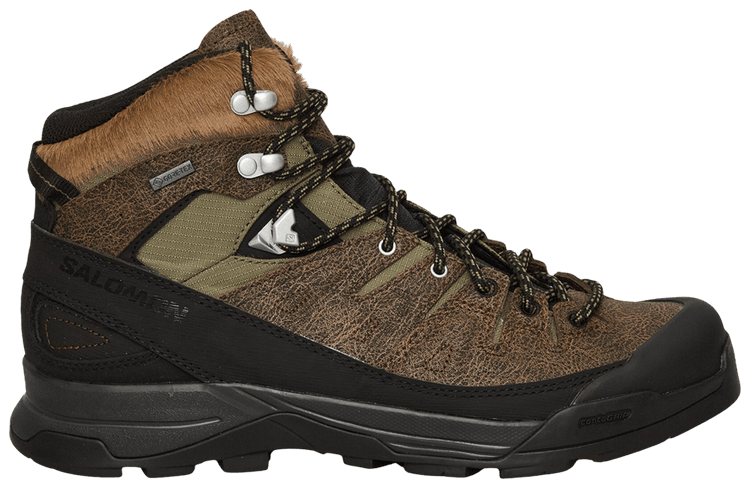 Salomon X ALP Mid Distressed Leather GORE TEX Dark Earth Black