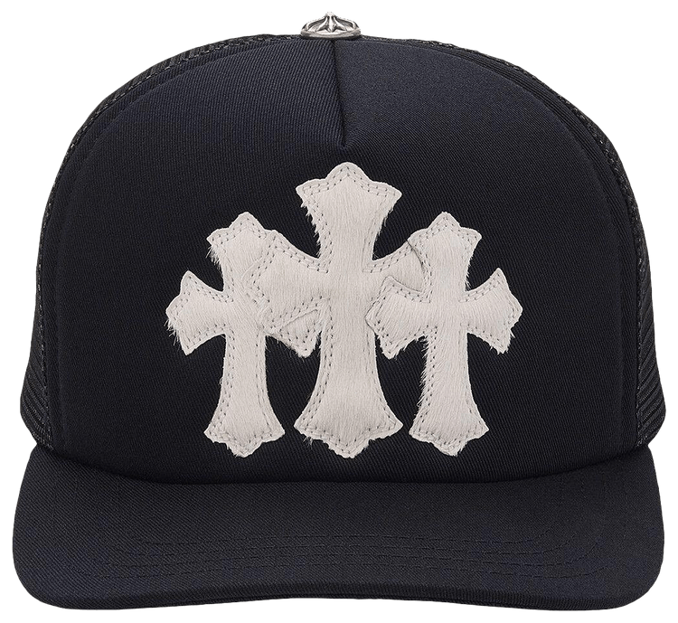 Buy Chrome Hearts Cemetery Cross Trucker Hat 'Black' - 01383