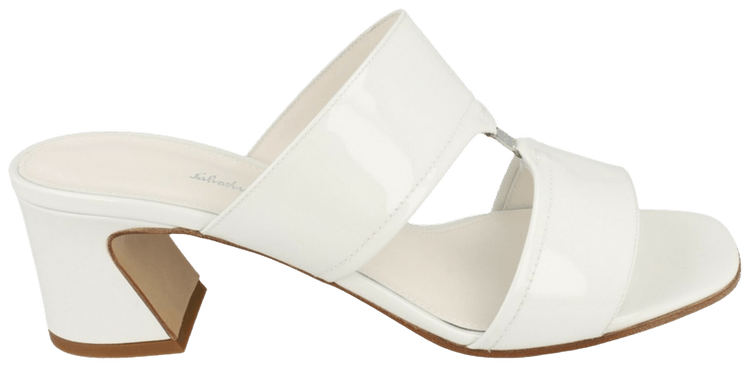 Ferragamo Wmns Tot Patent Leather Sandal White