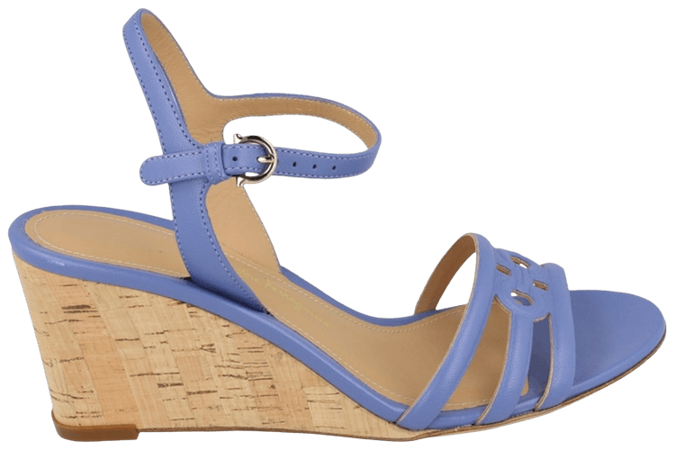 Ferragamo Wmns Fieri Leather Wedge Sandal Bue