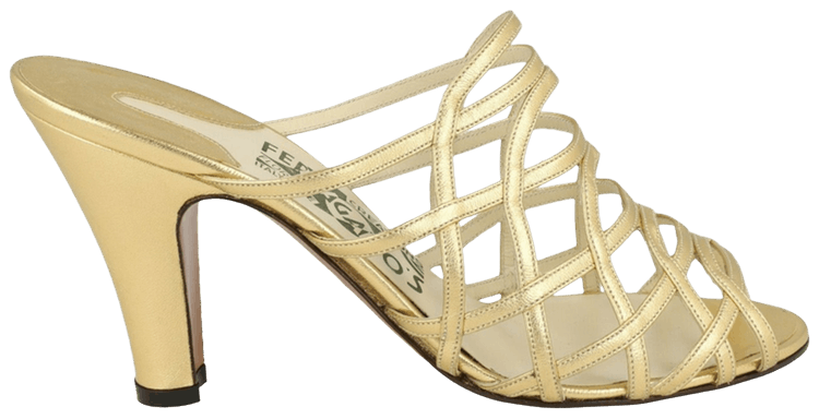 Ferragamo Wmns Kimo Strappy Mule Gold