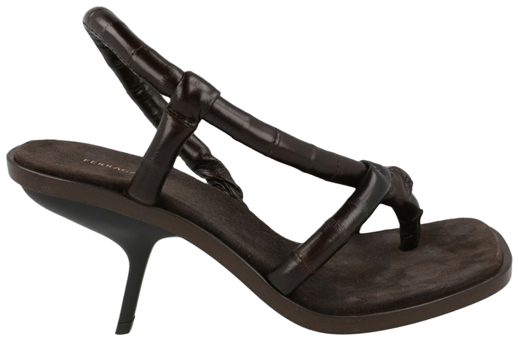 Ferragamo Wmns Fleur Leather Sandal Dark Brown