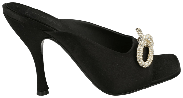 Ferragamo Wmns Crystal Embellished Knot Detail Mule Black