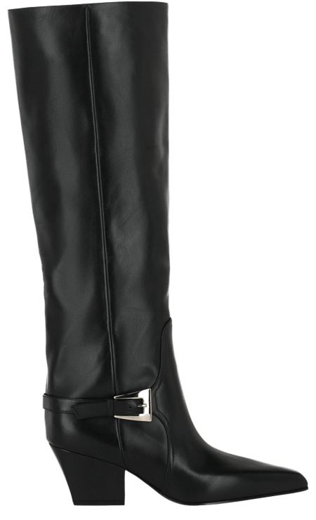 Paris Texas Wmns Jane Buckle Knee High Boot Black