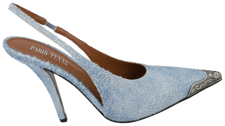 Paris Texas Wmns Jessica Western Slingback Denim Pump Blue