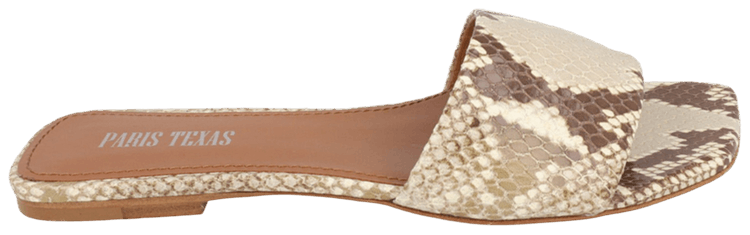 Paris Texas Wmns Sanremo Python Embossed Flat Sandal Chalk