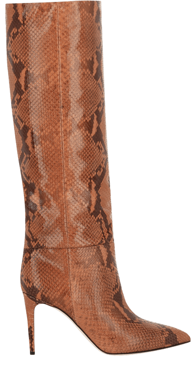Paris Texas Wmns Printed Python Knee High Boot Brown