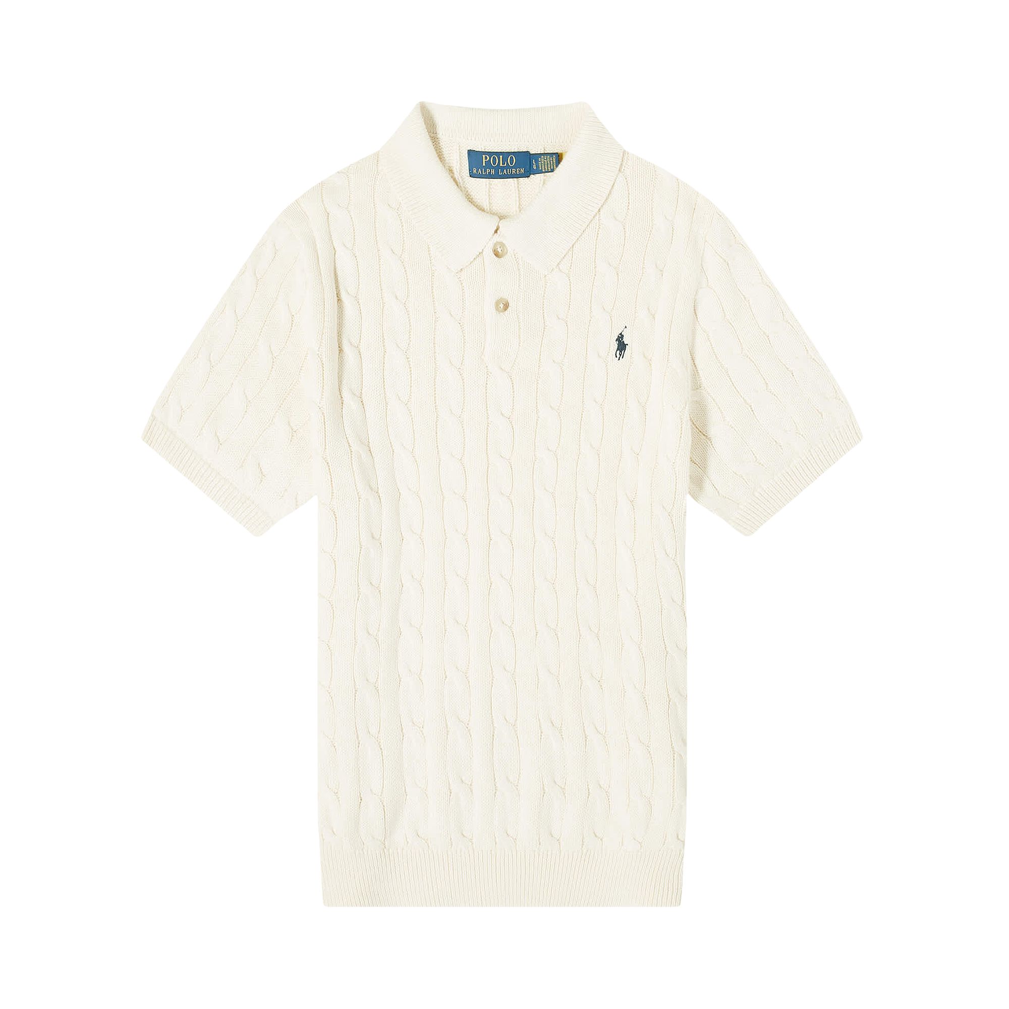Pre-owned Polo Ralph Lauren Short-sleeve Cable Knit Polo 'andover Cream' | Men's Size S