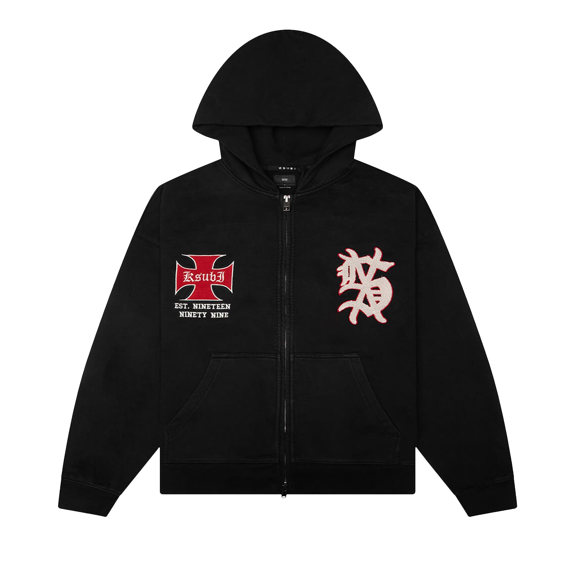 Pre-owned Ksubi League Ekcess Zip Hoodie 'jet Black' | Men's Size L