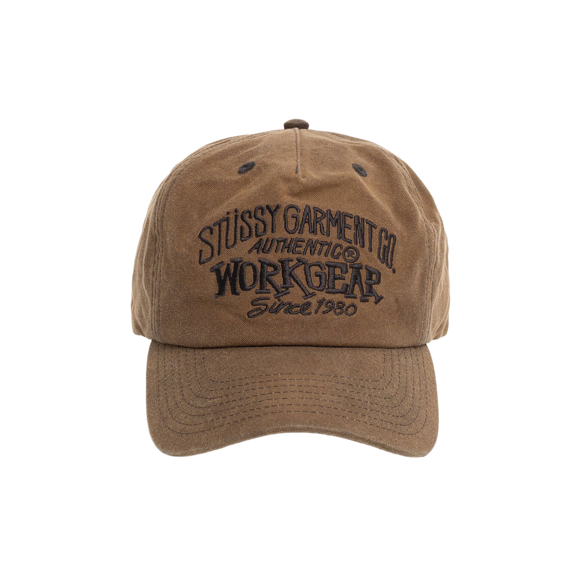 Pre-owned Stussy Mid-depth Workgear Waxed Snapback 'brown' | Men's Size Onesize