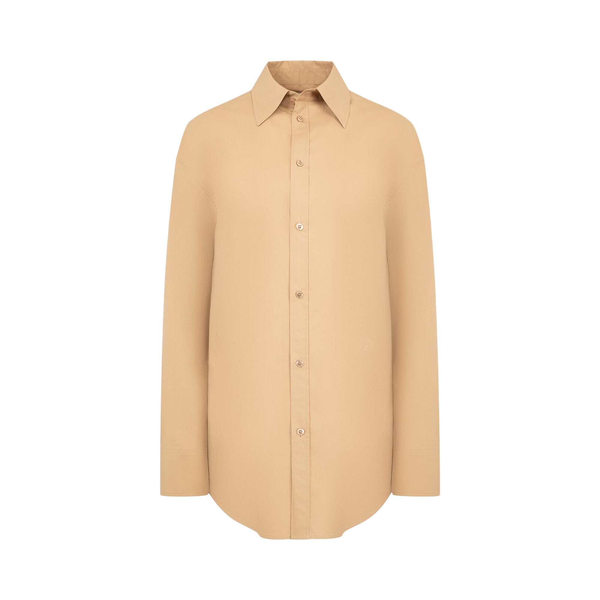 Pre-owned Saint Laurent Embroidered B/d/f Shirt 'chatain' | Brown | Women's Size 38