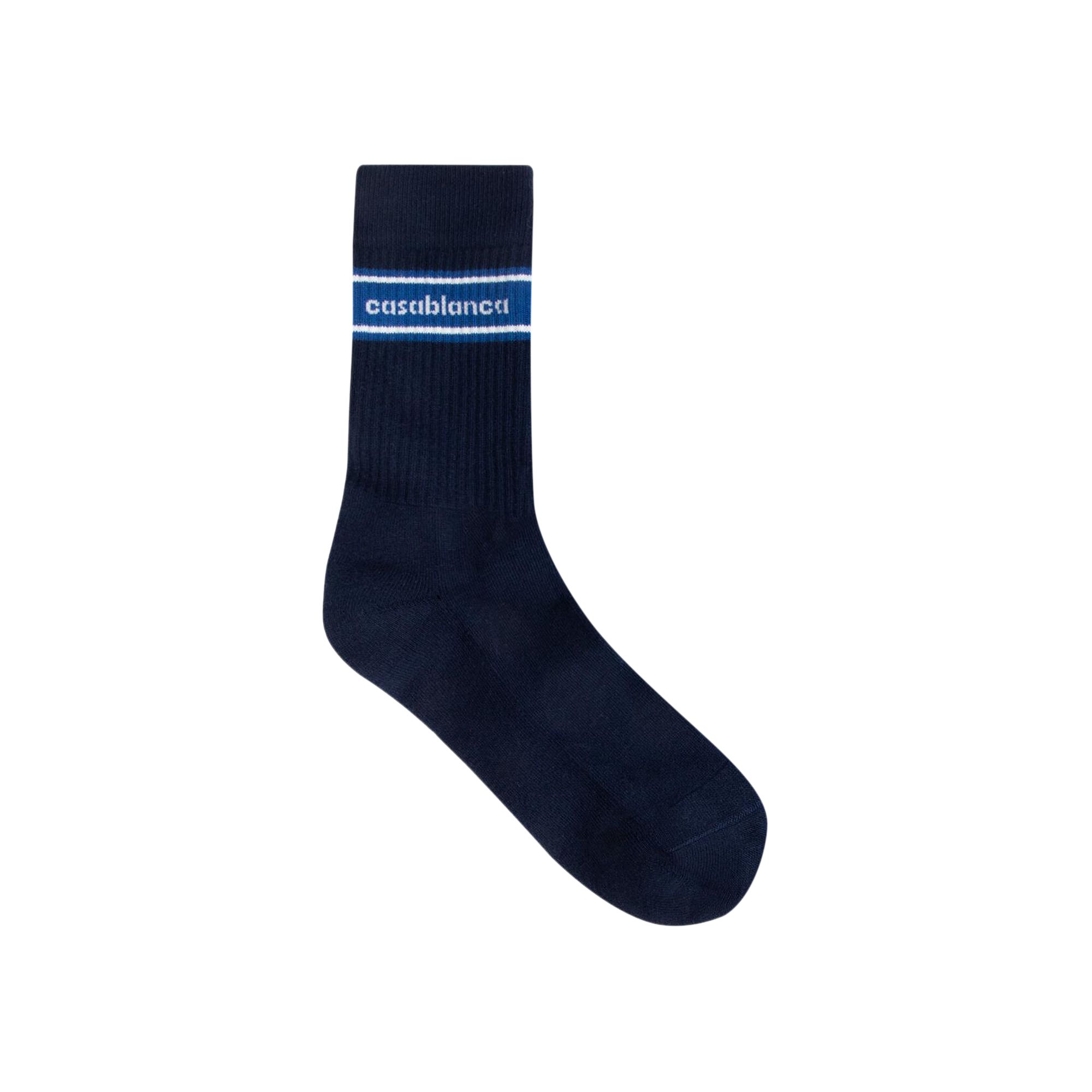 Pre-owned Casablanca Apres Sporty Stripe Socks 'blue' | Men's Size M